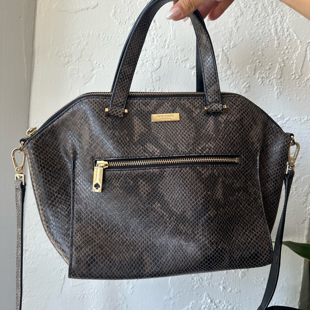 Kate Spade Brown and Gold Satchel with Textured Design